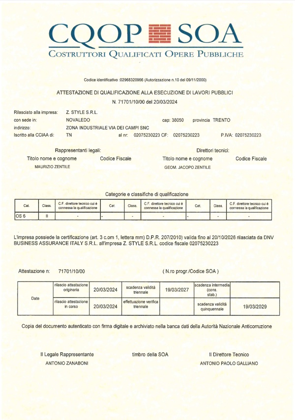 Certificato iso 3834 Z.Style