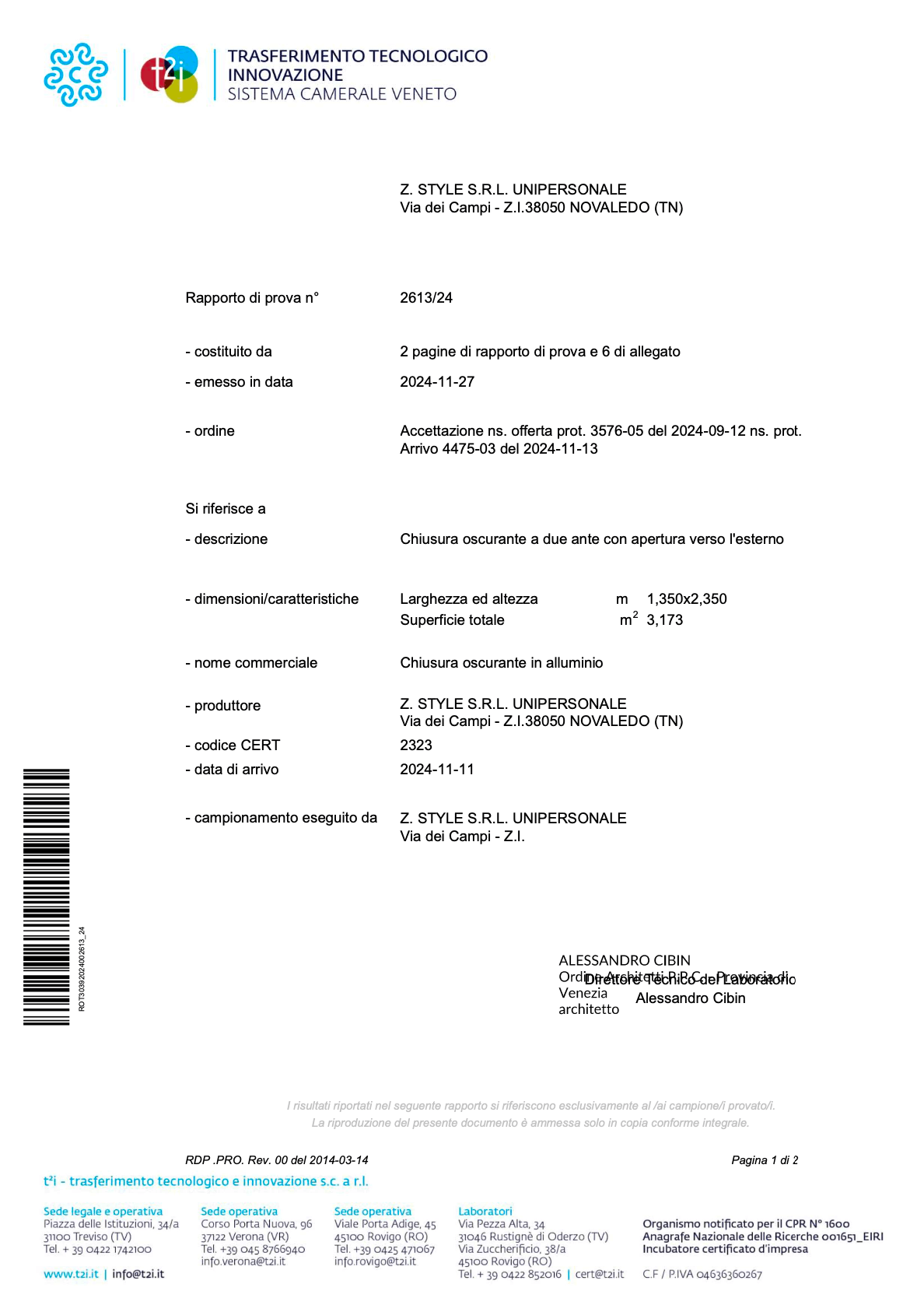 Certificato Ante Oscuranti